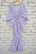 100% Cotton Hand Block Print Long Kaftan Dress 100% TARRIF FREE✅0% CHARGE KF-137