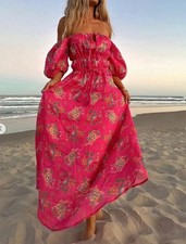 SPELL & THE GYPSY COLLECTIVE Pink Solstice Linen Maxi Gown Play Dress Sz S SP14