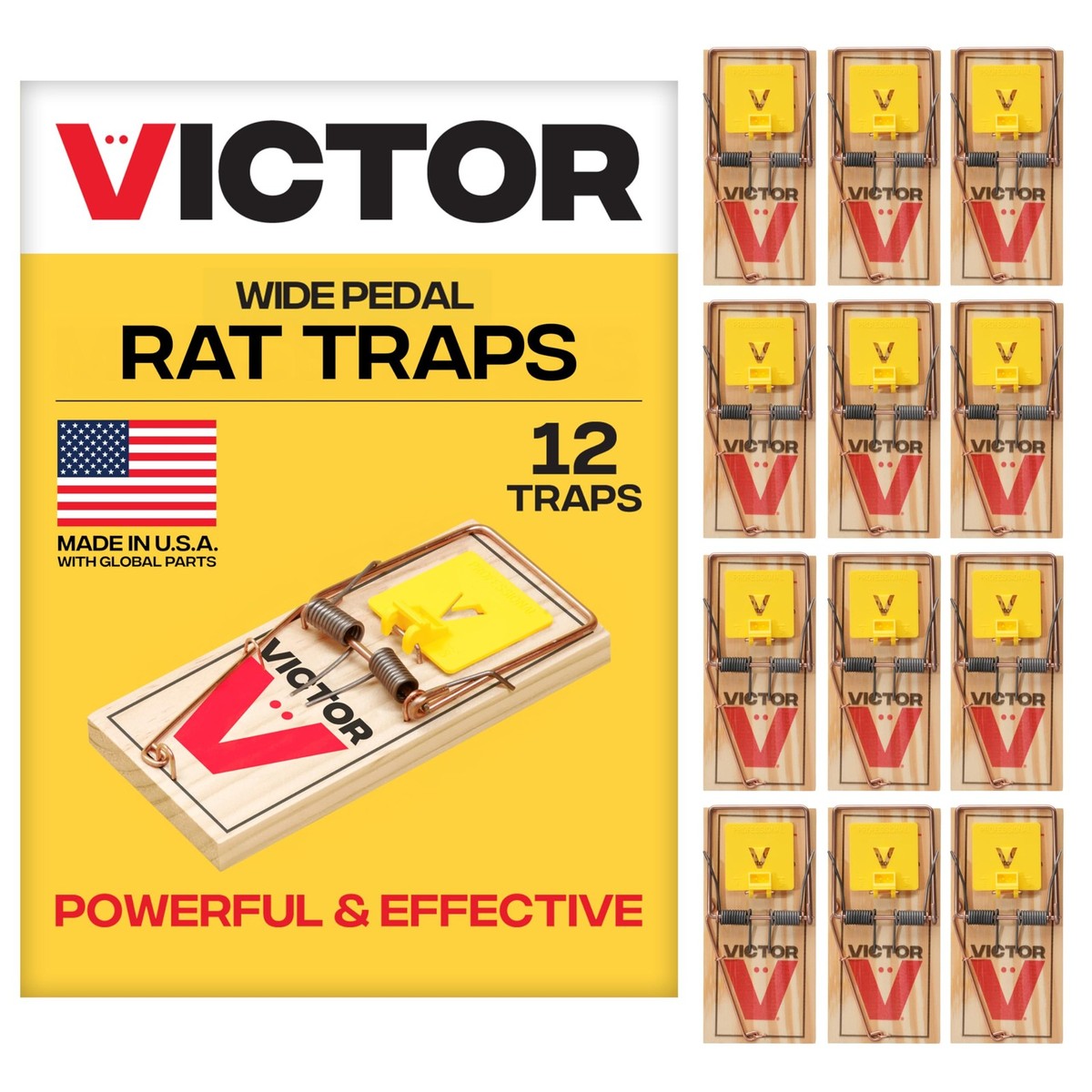 Victor M205 Wide Pedal Humane Snap Rat Traps Indoor for Home, 12