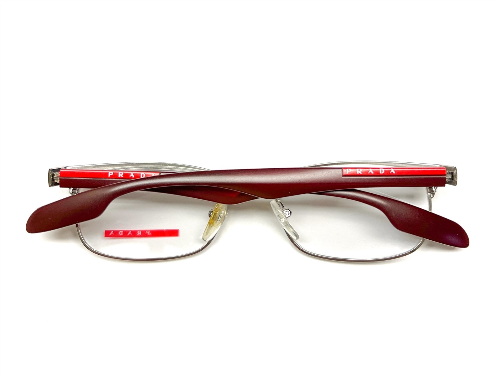 Prada Sport VPS 54D KAN-1O1 Eyeglasses Glasses Matte Silver Dark Red No Case thumbnail 4