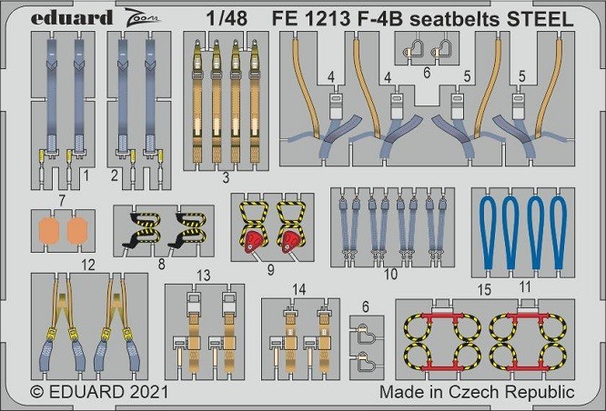 Eduard Accessories FE1213 -1:48 F-4B Seatbelts Steel 1/48 for Tamiya - New