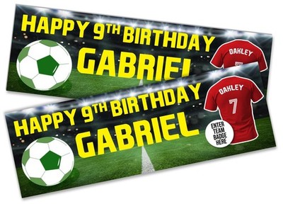 Personalised Football Birthday Banner Any Name Age Team - Custom Kids Party 104