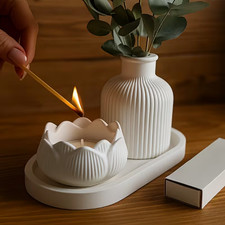 Handmade Tablett Vase Kerzenglas Tischdeko Deko Set Geschenkidee