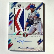 KUMAR ROCKER 2025 Topps Pristine Jumbo Relic Rookie Patch Auto RPA 08/25 Rangers