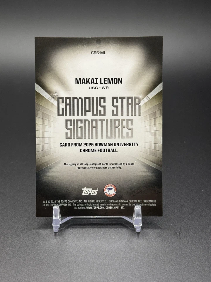 2025 Bowman Chrome U Makai Lemon Campus Stars Signature Auto CSS-ML USC Trojans - Image 2 of 2