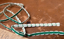 novelty 1/4" ribbon cotton scallop trim green ivory 36.5"pc USA