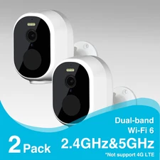 WiFi6 Dual Band Wireless Security Camera System Battery Powered 4MP In/Outdoor
