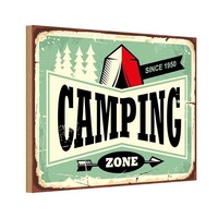 Holzschild 12X18 Cm Camping Zone Outdoor Abenteuer Deko Geschenk Holz Schild