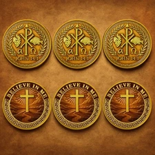 6XChi-Rho (XP) Christogram Christian Coin John 14:1 Token Religious Collectible