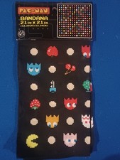 Pac-Man Bandana 21 x 21 Inches Black Pacman Ghosts Fruit Pac-Dots -NEW