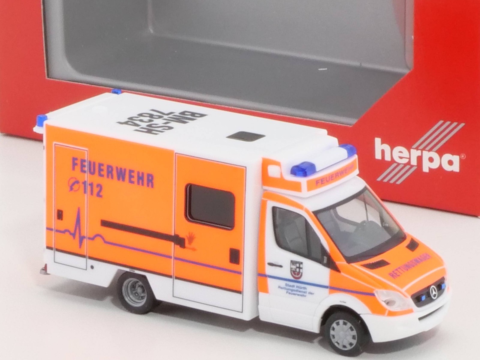 Herpa 091657 MB Sprinter Fahrtec RTW Feuerwehr Hürth Mint! OVP 1703-17-91