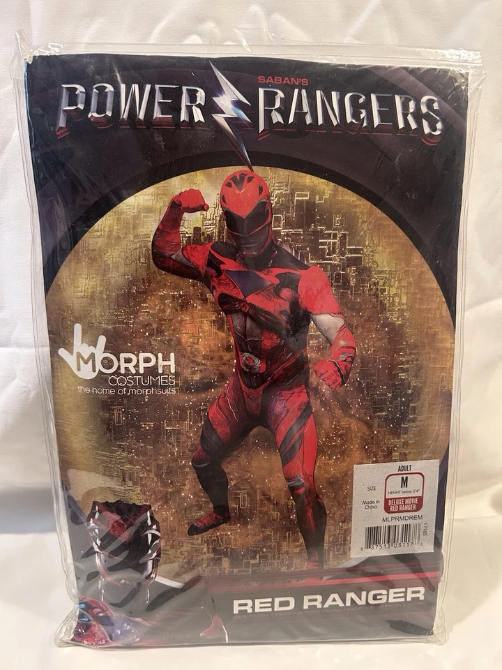 Disfraz de superhéroe Power Ranger Morphsuit rojo de lujo para adultos - grande - nuevo Foto 2 de 4