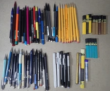 Large Lot Vintage Pencil Lead Holders, Mechanical Pencils & Eraser Pens
