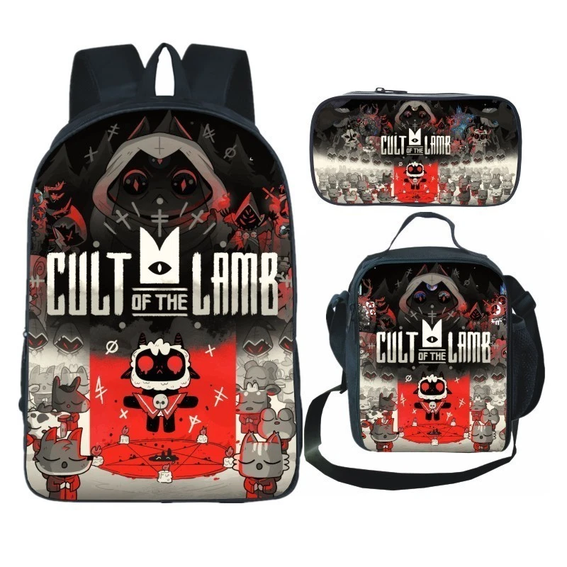 Cult of the Lamb Backpack Set, School Bag for Kids