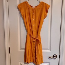 Loft Butter Yellow Polka Dot Sundress Women’s Sz 10 Tie Waist