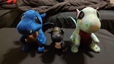 Bundle of 3 Dragons, Plush, Beanie Boos, Blue, Green, Glittery, Stuffed Animal