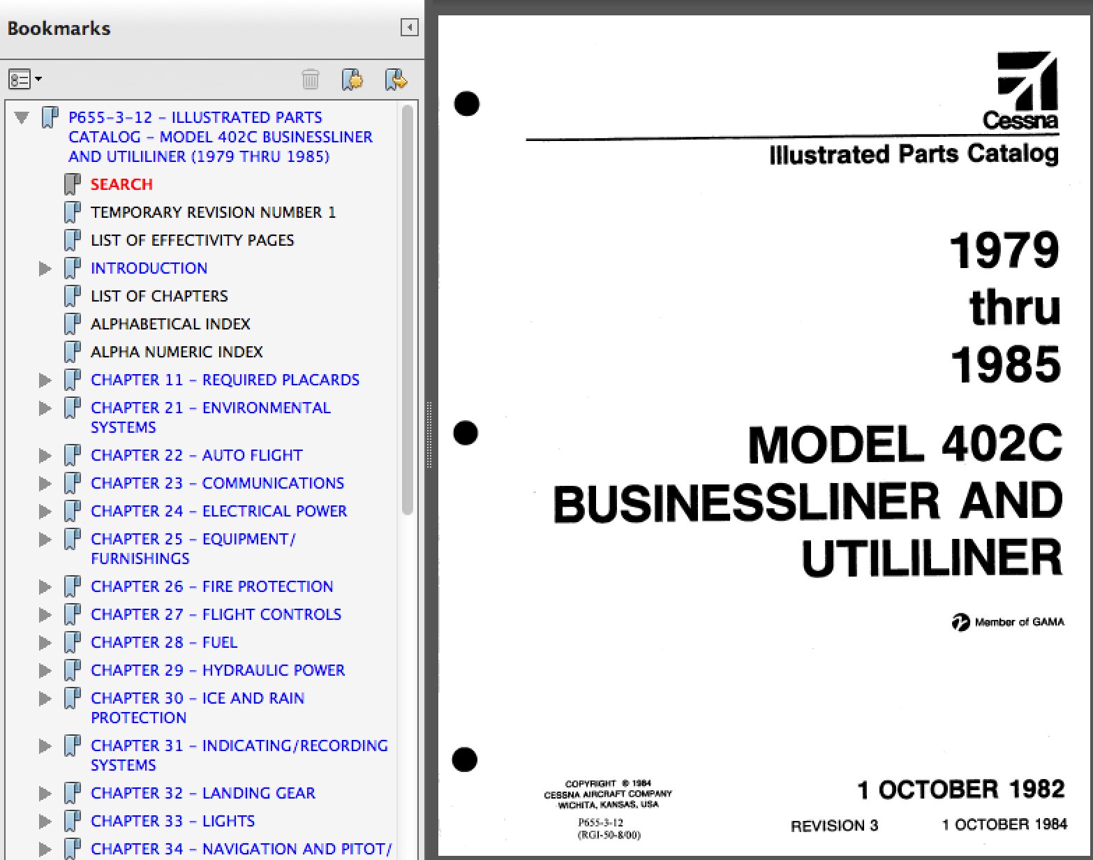 Cessna 402C 402 C Aircraft Illustrated Parts Catalog Manual IMPROVED - USB or DL