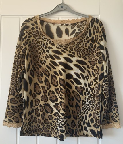 Biba, Y2K 2000s Vintage Biba Leopard Print Top