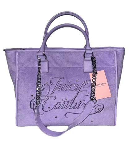 Juicy Couture Lavendel Lila Diamant Strand Couture Beuteltasche Groß Neu mit Etikett - Bild 1 von 4