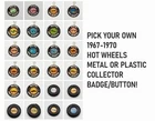 Vintage Mattel Hot Wheels Redline Collector's Button/Badge - PICK YOUR OWN! 👀