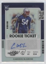 2021 Contenders Optic Rookie Ticket Silver Prizm Cameron McGrone #202 Auto 0kr0