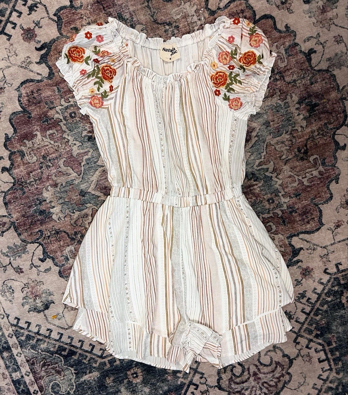 BOHO ROMPER EMBROIDERED FLOWERS Savanna Jane CUTE FUN SUMMER-image