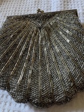 Silver Beaded Evening Bag 6 by 6 Vtg