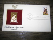 1987 Wolverine Wildlife of 50 Fifty States Cover Gold Stamp replica Golden