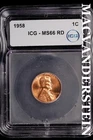 1958 Lincoln Wheat Cent-ICG MS 66 RD Choice Gem BU No Reserve #SLM79