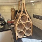 Vintage Wicker Rattan Wine Rack 5 Bottle Holder EXCELLENT Boho Retro Bar￼