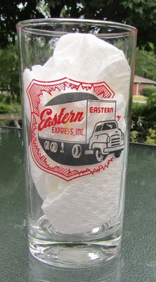 #ad 1962 Eastern Express Inc Trucking Company Griffith Indiana Safety Campaign Glass $30.00