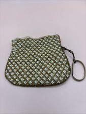 Vintage White Gold Micro-Beaded Change Purse Made in France