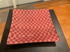 John Derian Checkered design 5-7/8” Square Tray Hand Signed Decoupage