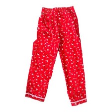 Vintage McKids Girls Red Floral Corduroy Pants Size 6 Cotton Lace Trim 80's