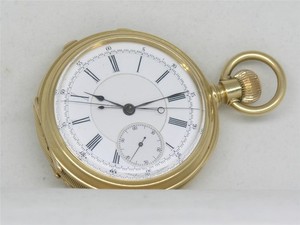 MASSIVE 154 GRAM 18K MEYLAN 54MM RATTRAPANTE CHRONOGRAPH POCKET WATCH, RUNNING!
