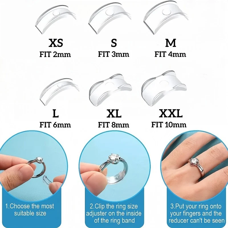 12PCS Invisible Tightener Ring Size Reducer Ring Adjust Pad Resize Adjuster AU - image 3 of 4