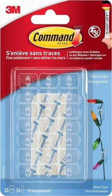 Command Dekorations-Clips, Vorteilspack mit 20 Mini Klebehaken Transparent und