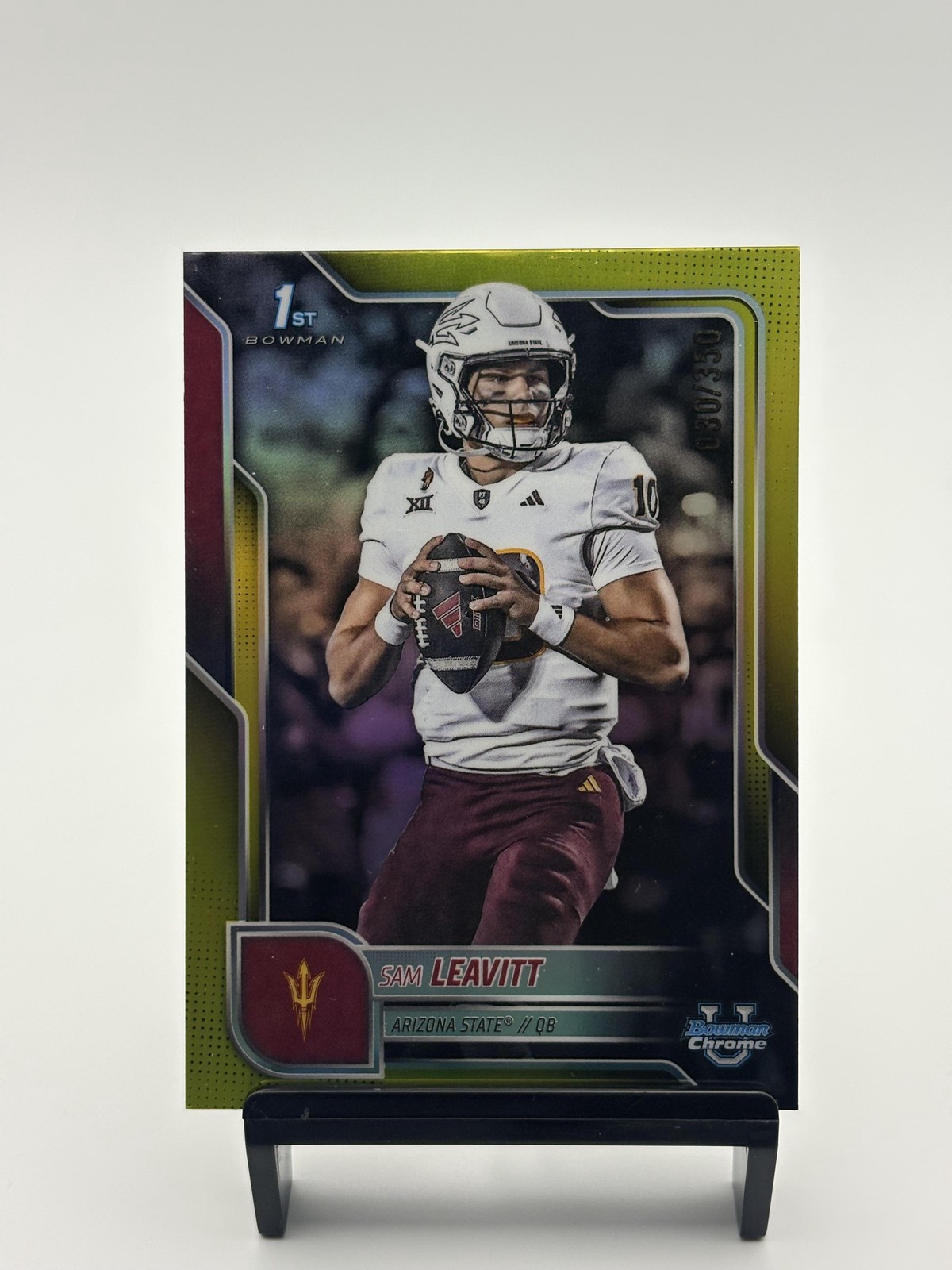 2025 Bowman University Chrome Sam Leavitt 1st Yellow Refractor /350