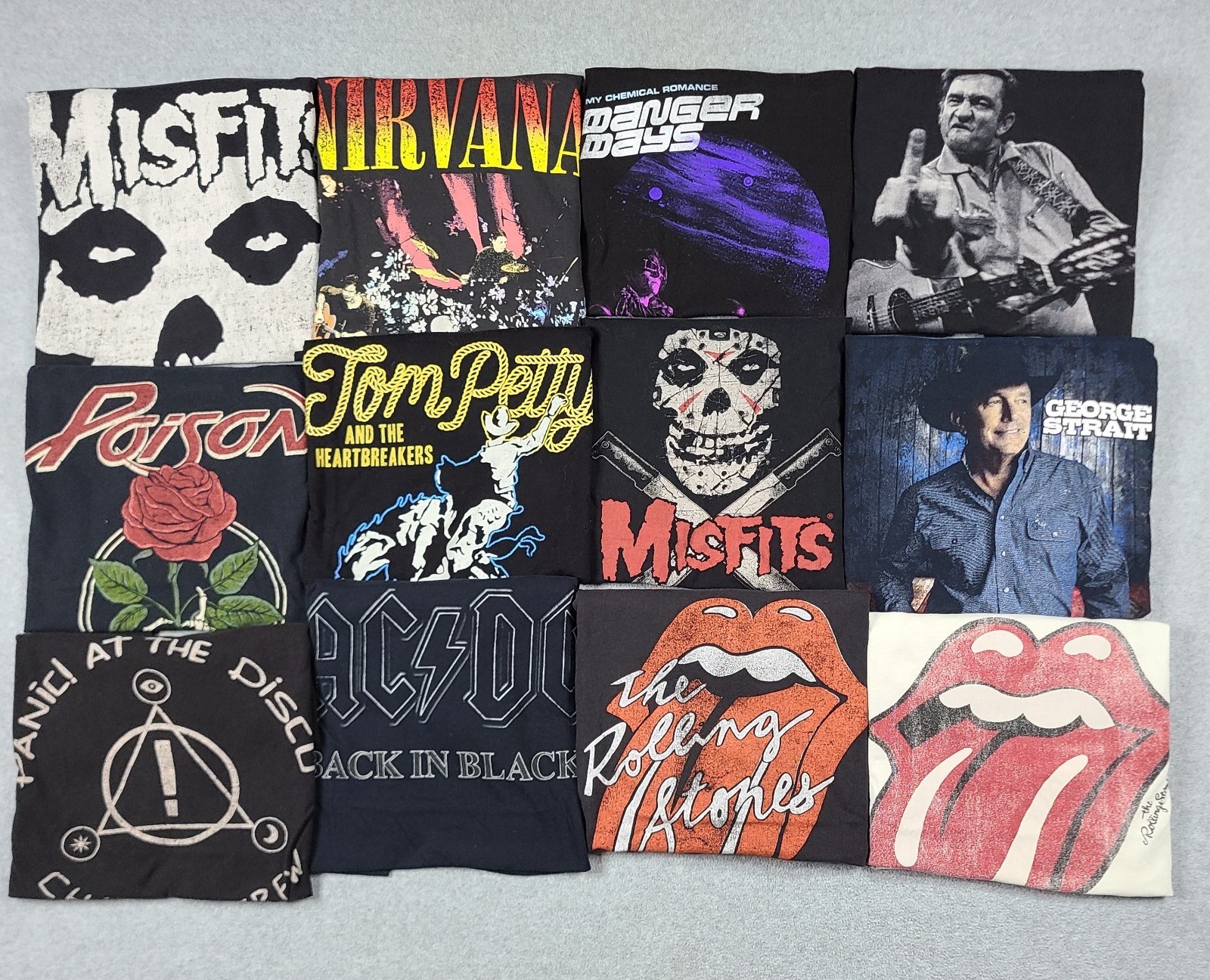 Vintage Band T-Shirt Lot of 12 - Misfits Nirvana Unplugged Mixed Sizes Wholesale