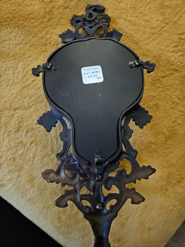 Applique da parete stile barocco ottone specchio portacandele metallo set 15" (2) India - Foto 7 di 11