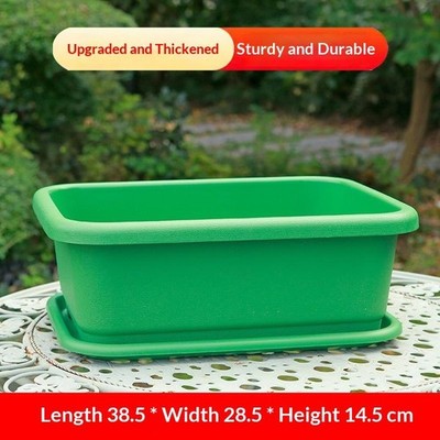 1Set Plastic Vegetable Planters With Tray Rectangular Flowerpots Balcony Indoor