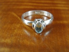 Blue Stone with Design around Sterling Silver 925 Ring Size 7 1/2