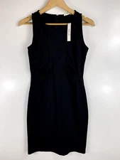 San Joy Women's Dress Large Solid Black Open Zip Strappy NWT