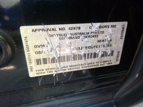 JEEP GRANDCHEROKEE ENGINE PETROL, 3.6, WK, 11/10- 10 11 12 13 14 15 16 17 18 19 - Picture 4 of 5