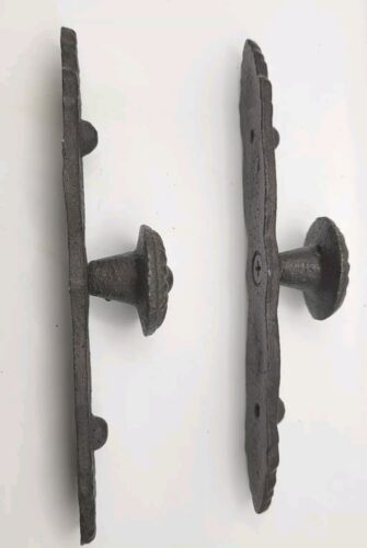 Brown Cast Iron French Country Cabinet Drawer Pulls with Backplate, Set of 2 - Picture 3 of 7