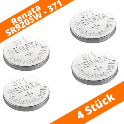 4 x Renata 371 SR69 SR920SW AG6 1,55 V Silberoxid Knopfzelle Uhrenbatterie