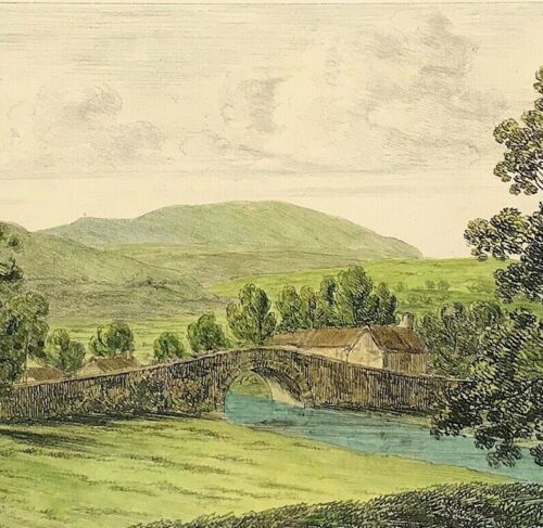 West Wales Pentre Rhydfendiged Tregaron Original impresión grabada color a mano 1813 - Imagen 3 de 3