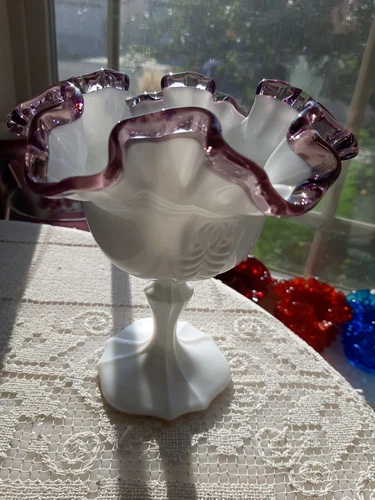 Vintage Fenton Plum Crest 6" Compote Candy Dish! STUNNING & RARE! A MUST HAVE!!!