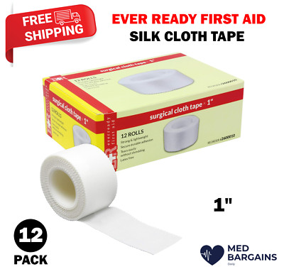 Ever Ready First Aid Adhesive Silk-Like Cloth Tape 1'' x 10 yd - 12 Pack