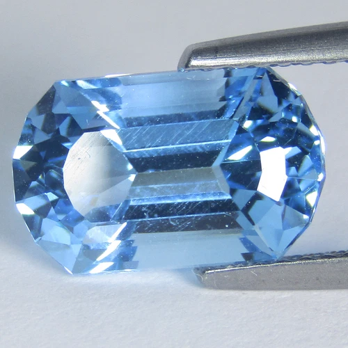 4.60Cts Stunning Natural Baby Blue Topaz 12x7.6x6mm Fancy Cut Gemstone Ref-VIDEO